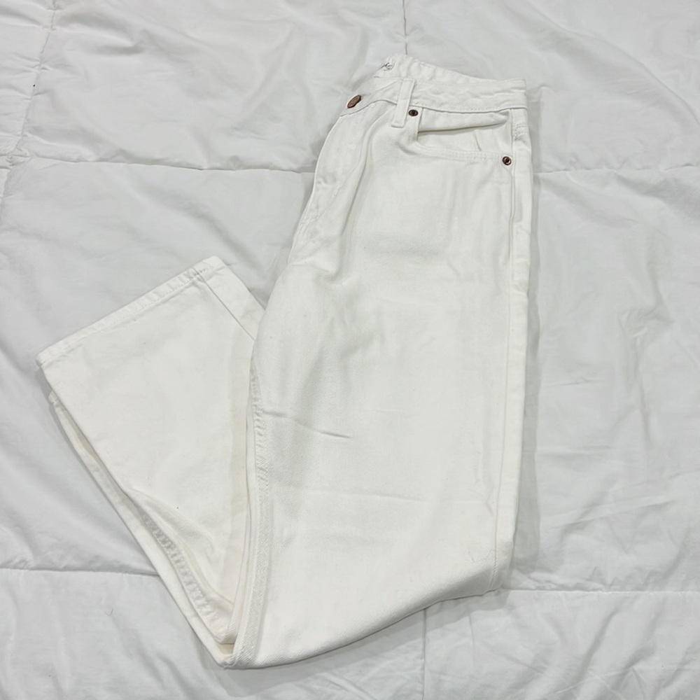 Gently used white straight leg jeans